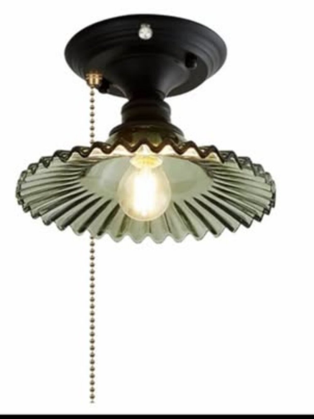 SKIVTGLAMP Green Glass RV Ceiling Light 12V Retro